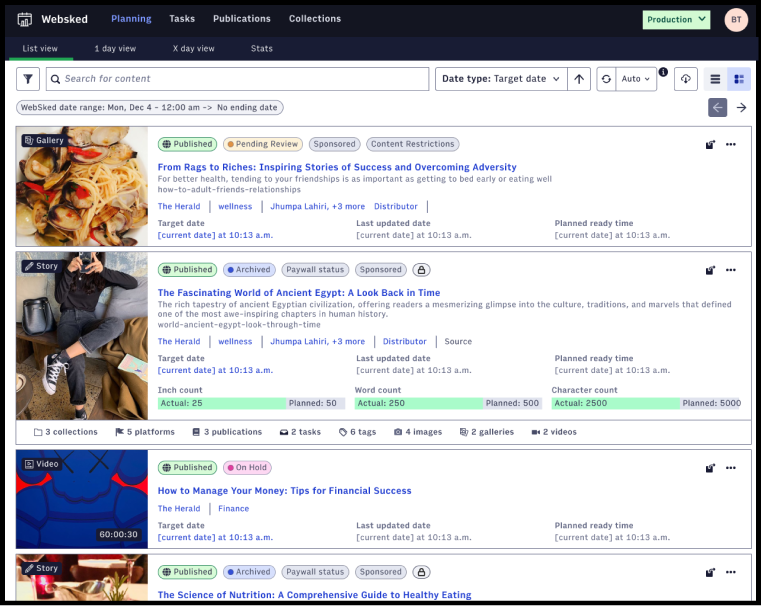 Redesigned Planning Page